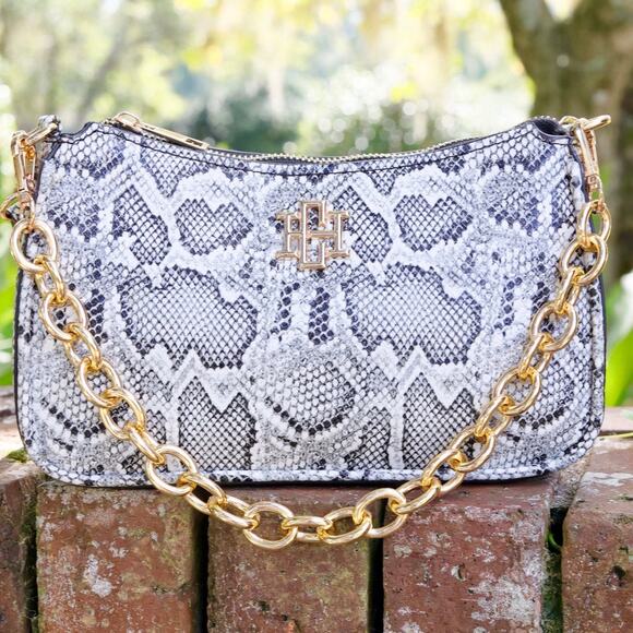 Joan Snake Print Crossbody Charcoal White - Picture 1 of 11